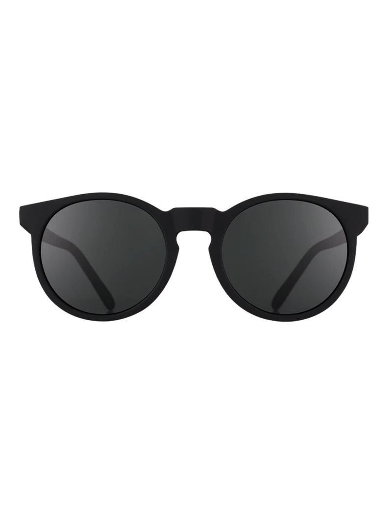 Goodr round sunglasses with polarised black lenses, UK version