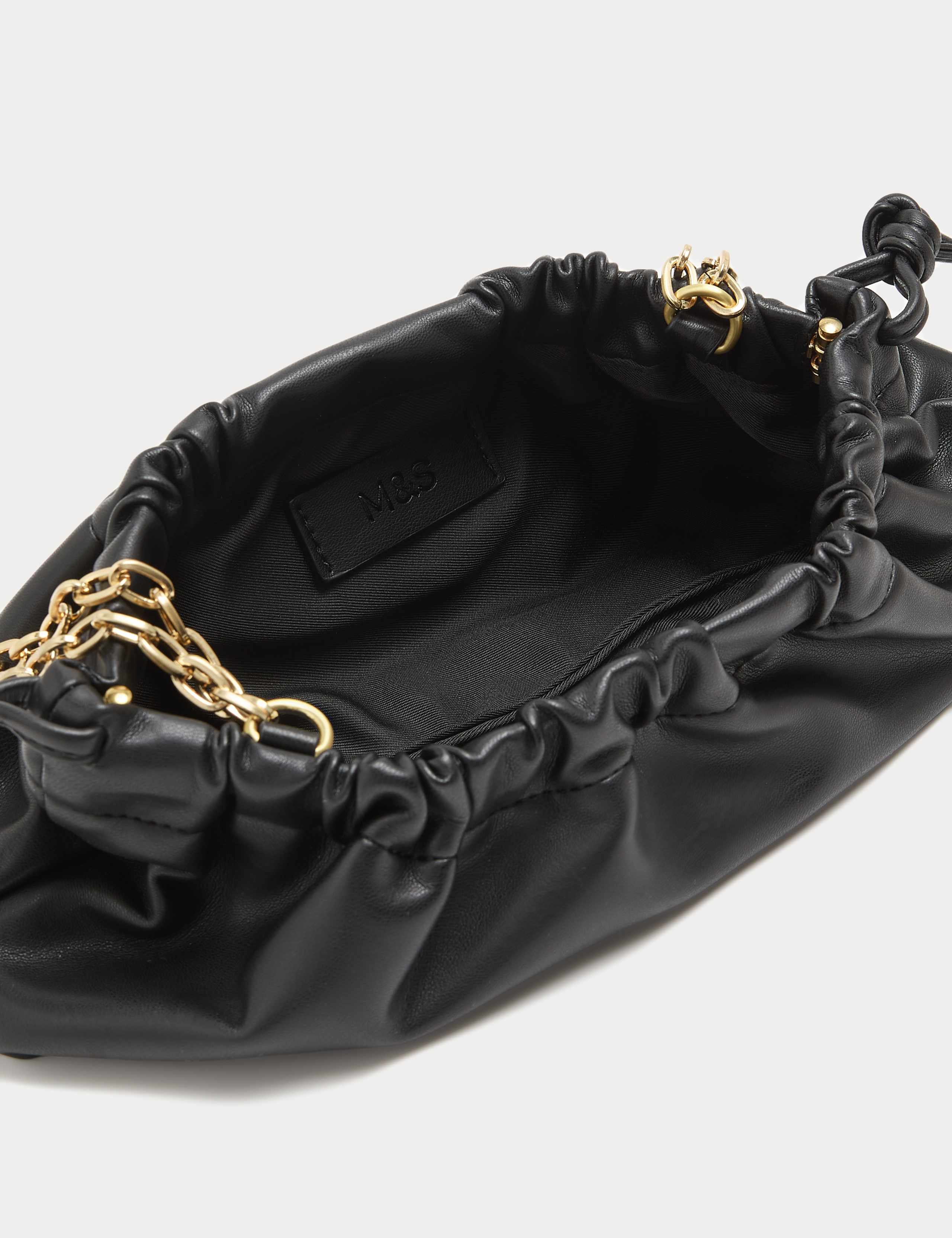M&S ruched shoulder bag with gold chain strap, UK version