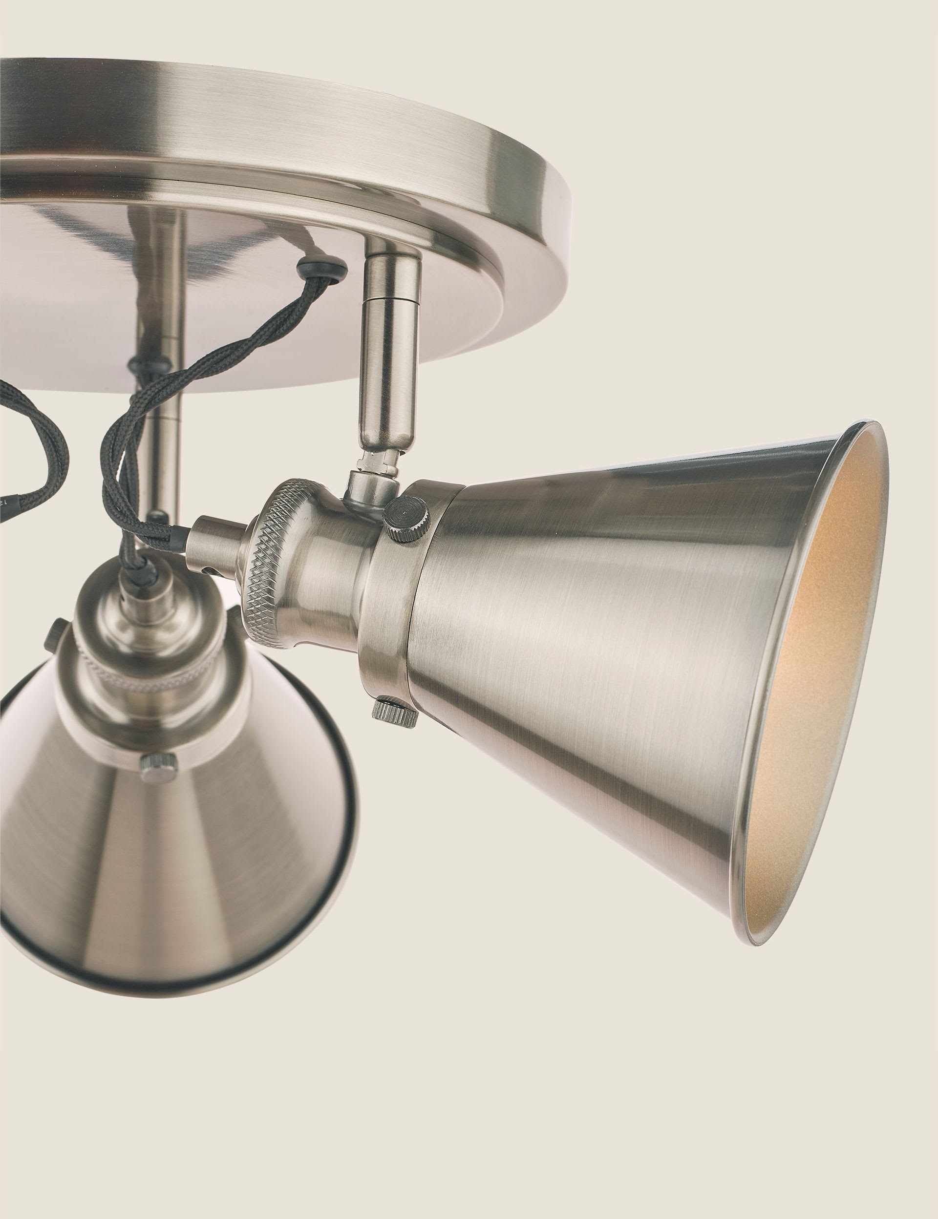 Laura Ashley Rufus 3-light plate ceiling spotlight, imported from the UK