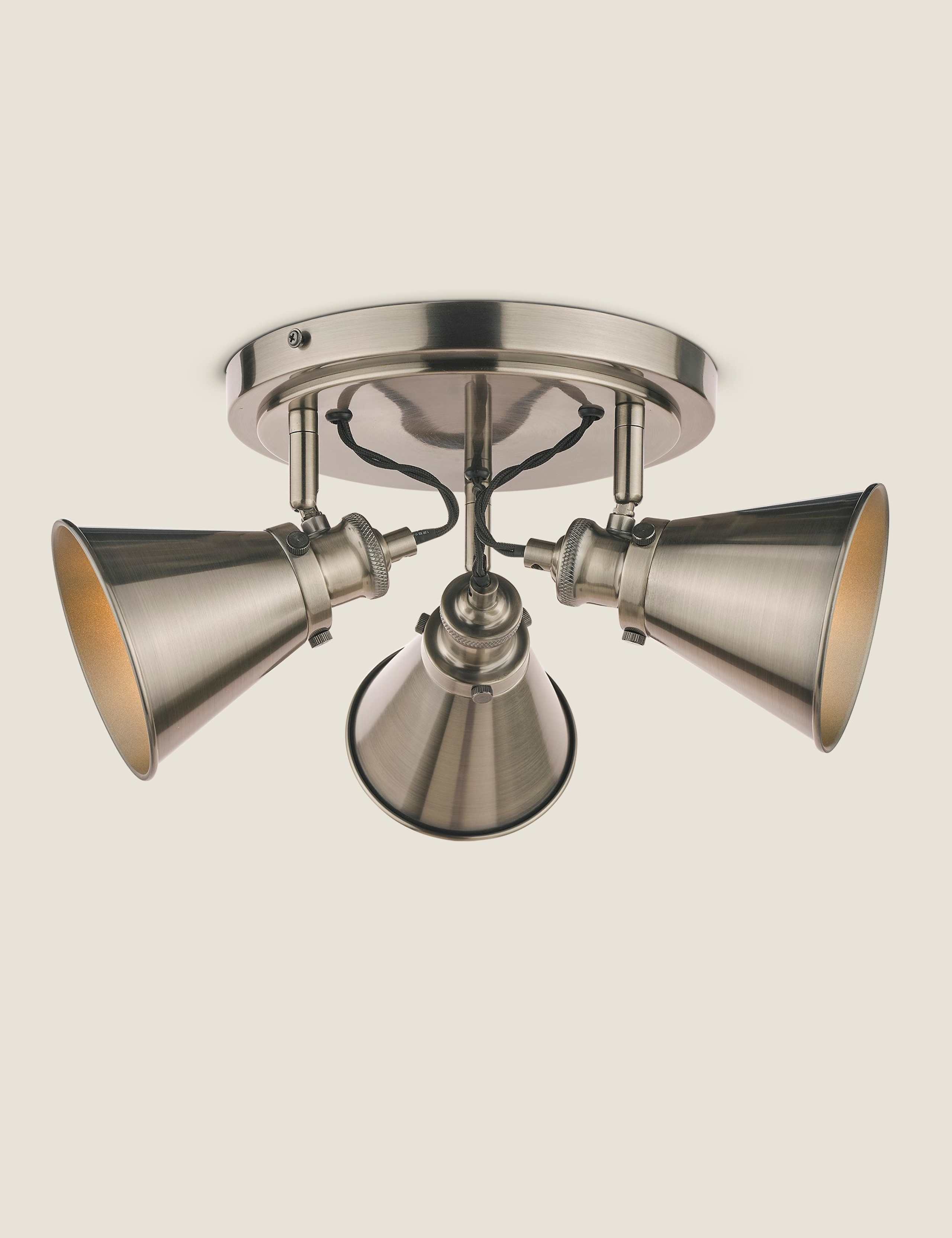 Laura Ashley Rufus 3-light plate ceiling spotlight, imported from the UK