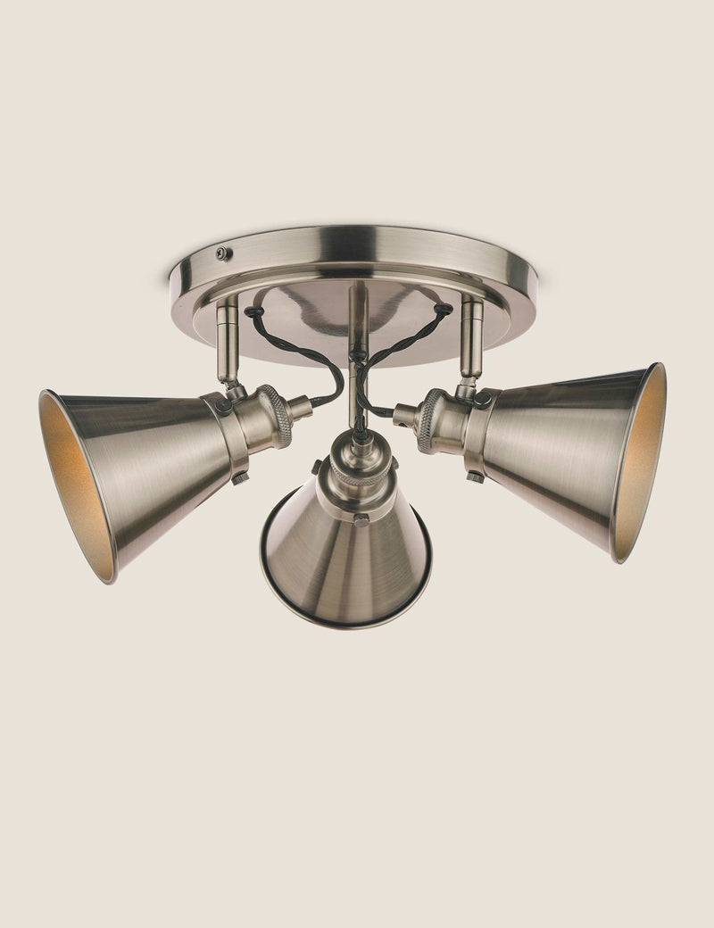 Laura Ashley Rufus 3-light plate ceiling spotlight, imported from the UK