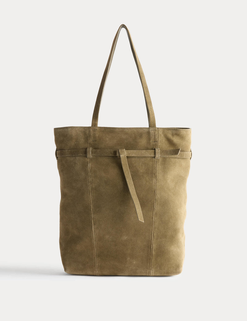 Autograph suede belted tote bag (British brand)