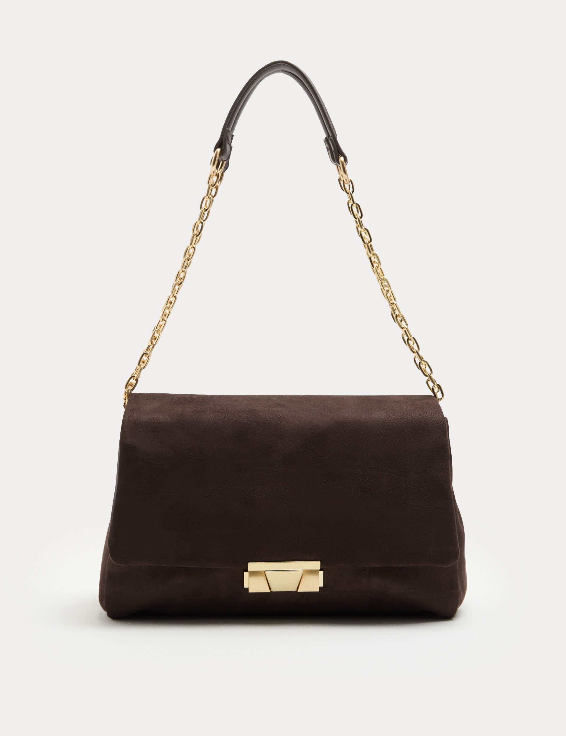 M&S croc effect suedette shoulder bag with double chain (British brand)