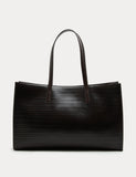 Autograph leather embossed tote bag, structured rectangular shape, UK version
