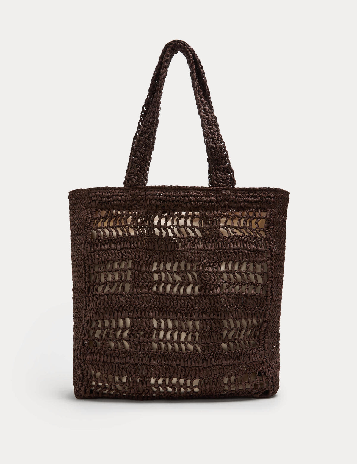 M&S straw tote bag natural straw cotton lining - British product
