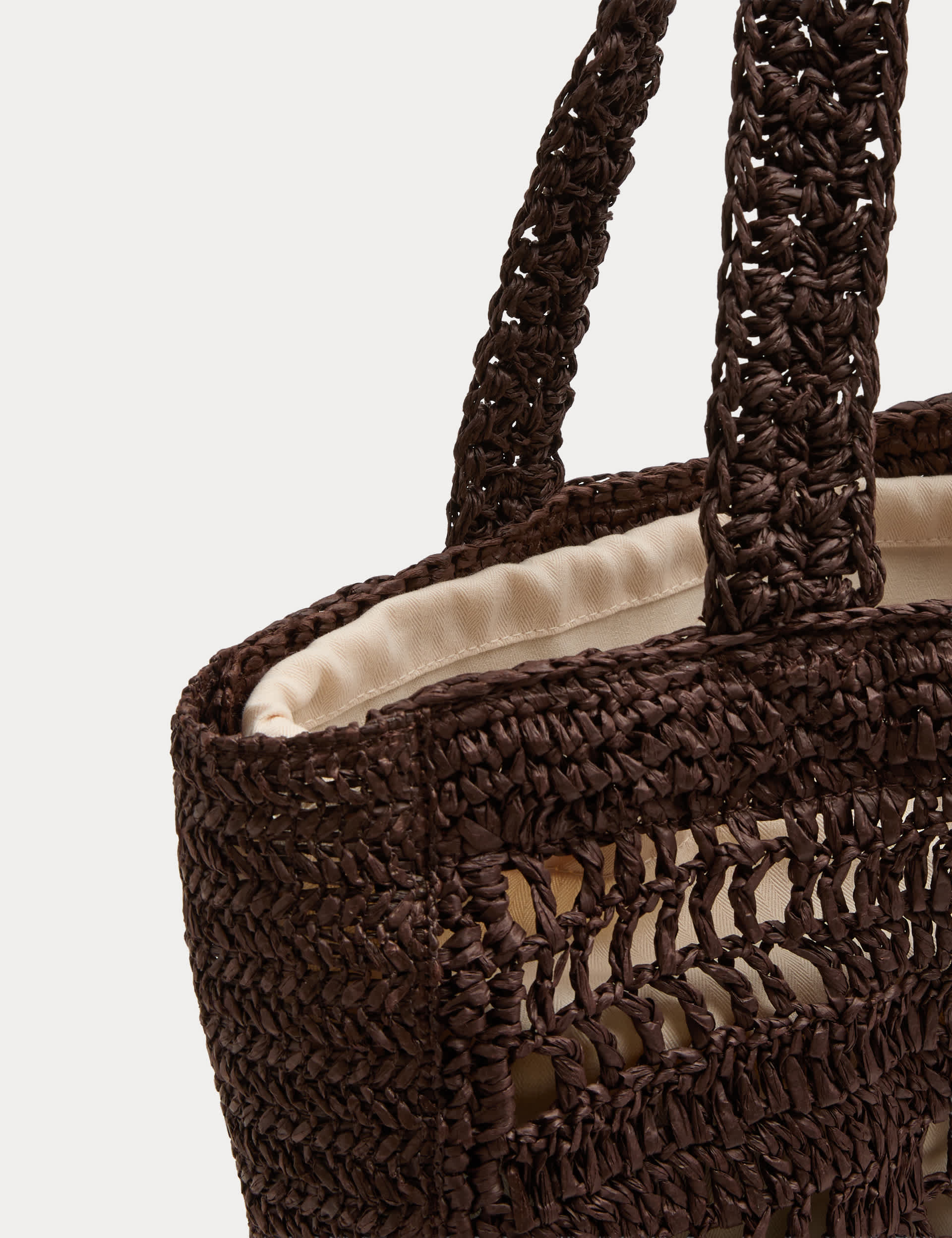 M&S straw tote bag natural straw cotton lining - British product