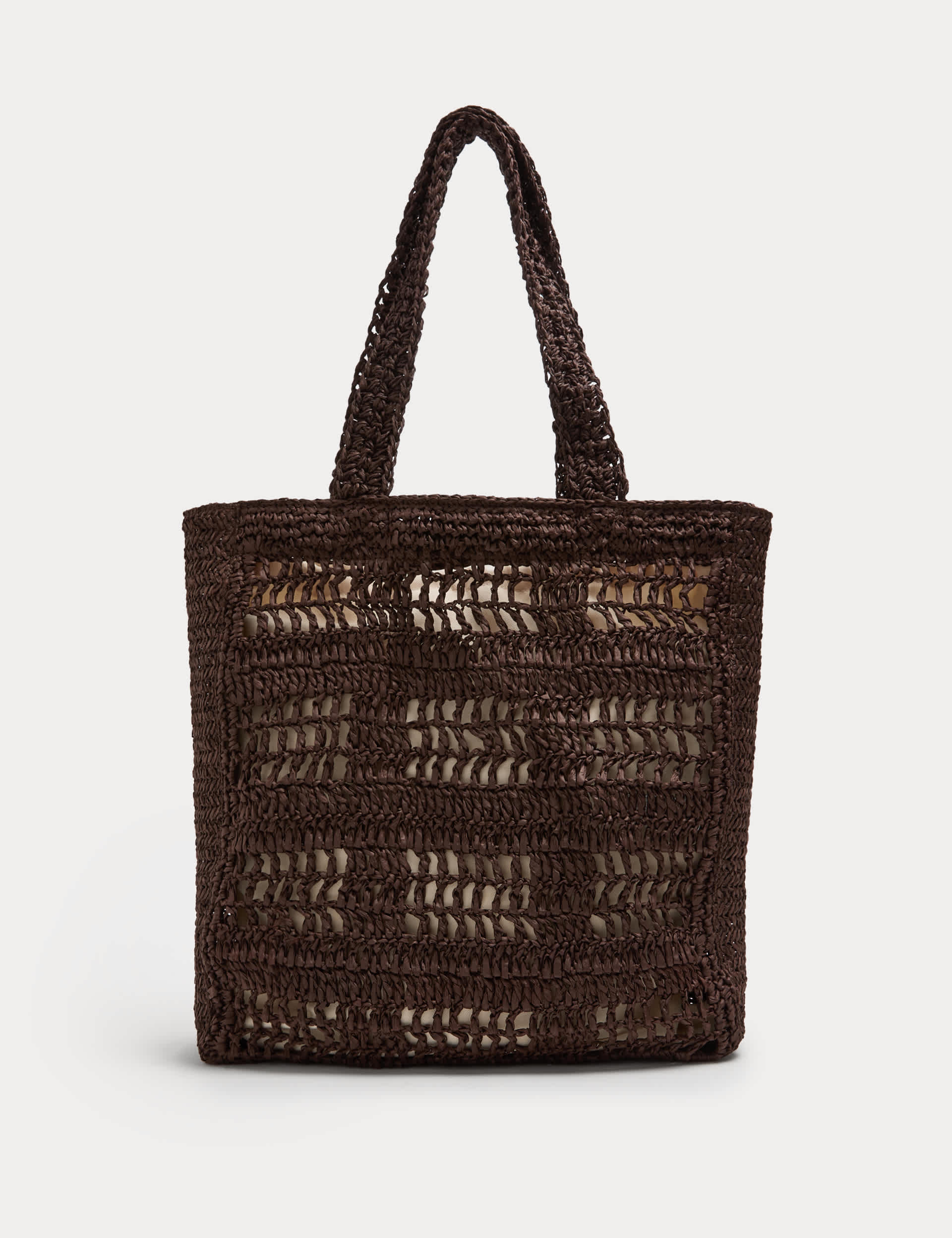 M&S straw tote bag natural straw cotton lining - British product