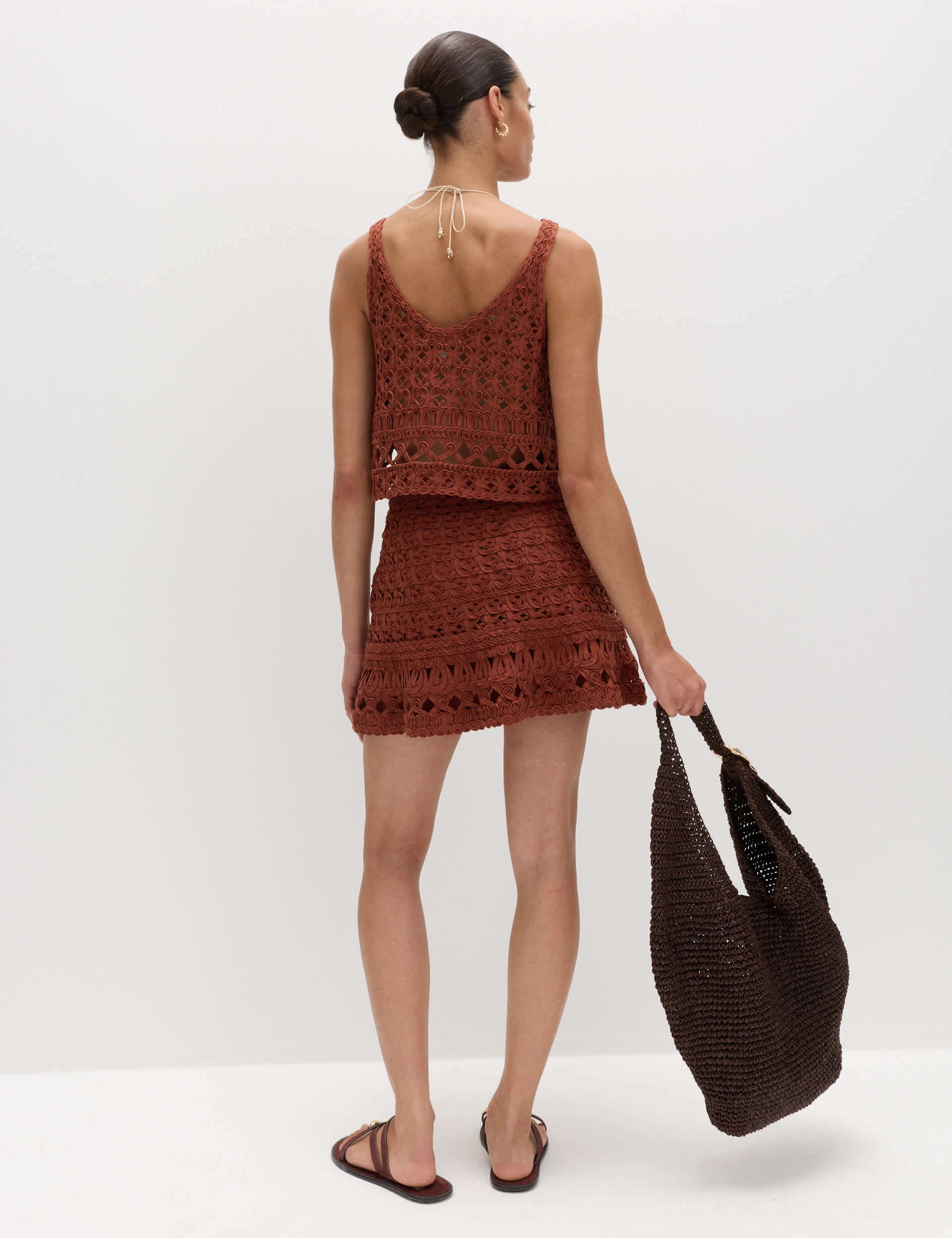 Straw Hardware Detail Shoulder Bag