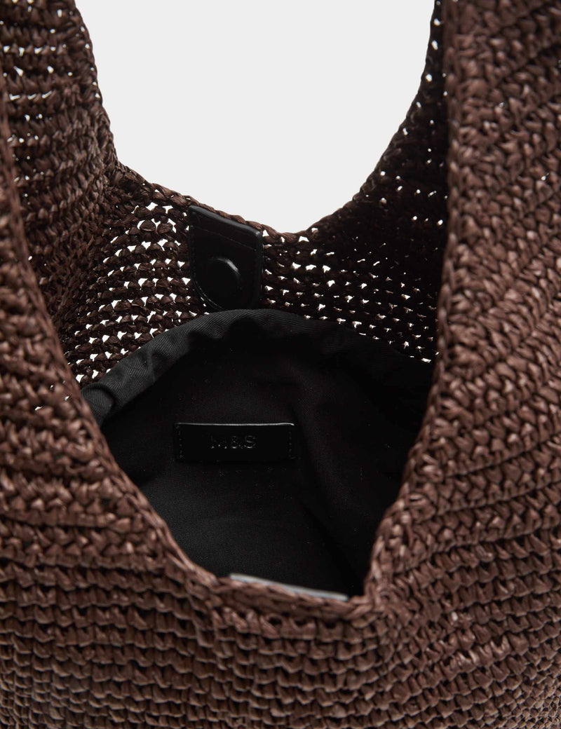 M&S straw shoulder bag with gold-tone buckle, imported from the UK