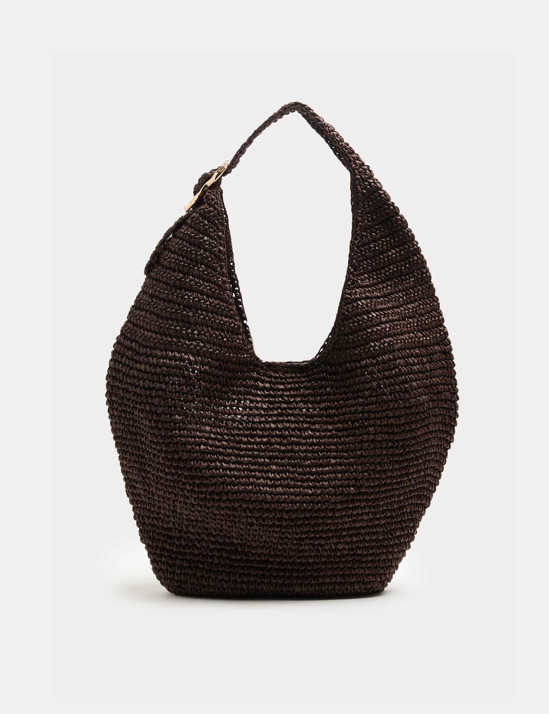 M&S straw shoulder bag with gold-tone buckle, imported from the UK