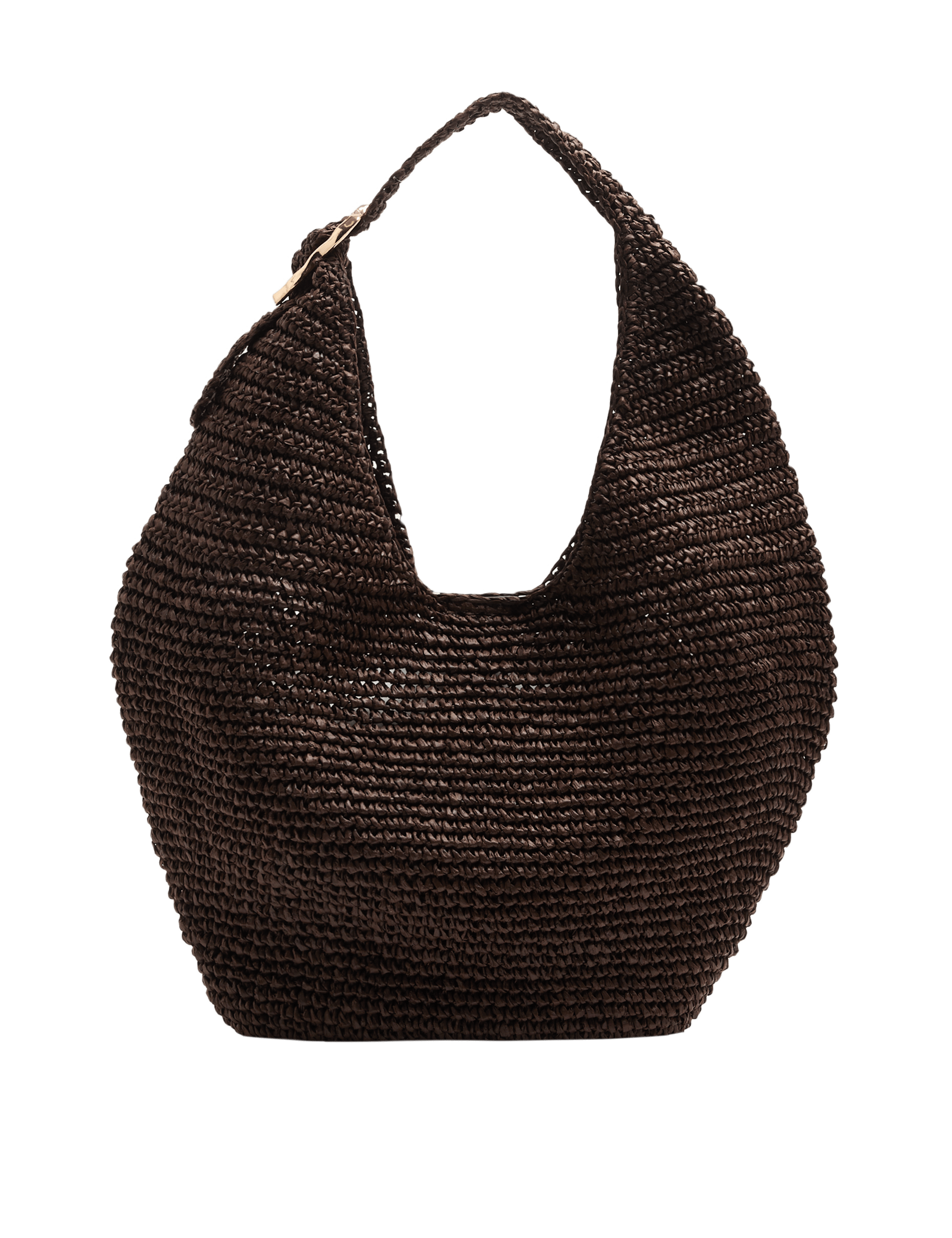 M&S straw shoulder bag with gold-tone buckle, imported from the UK