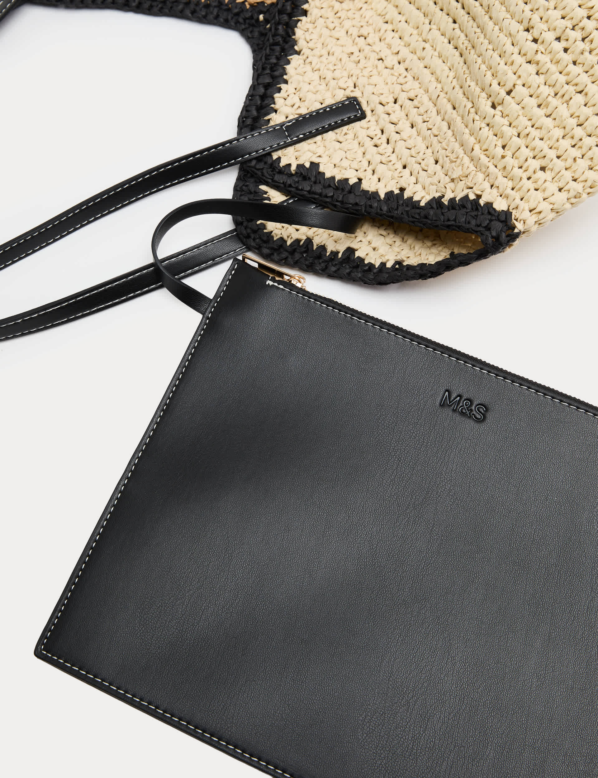M&S straw colour block shoulder bag, UK version