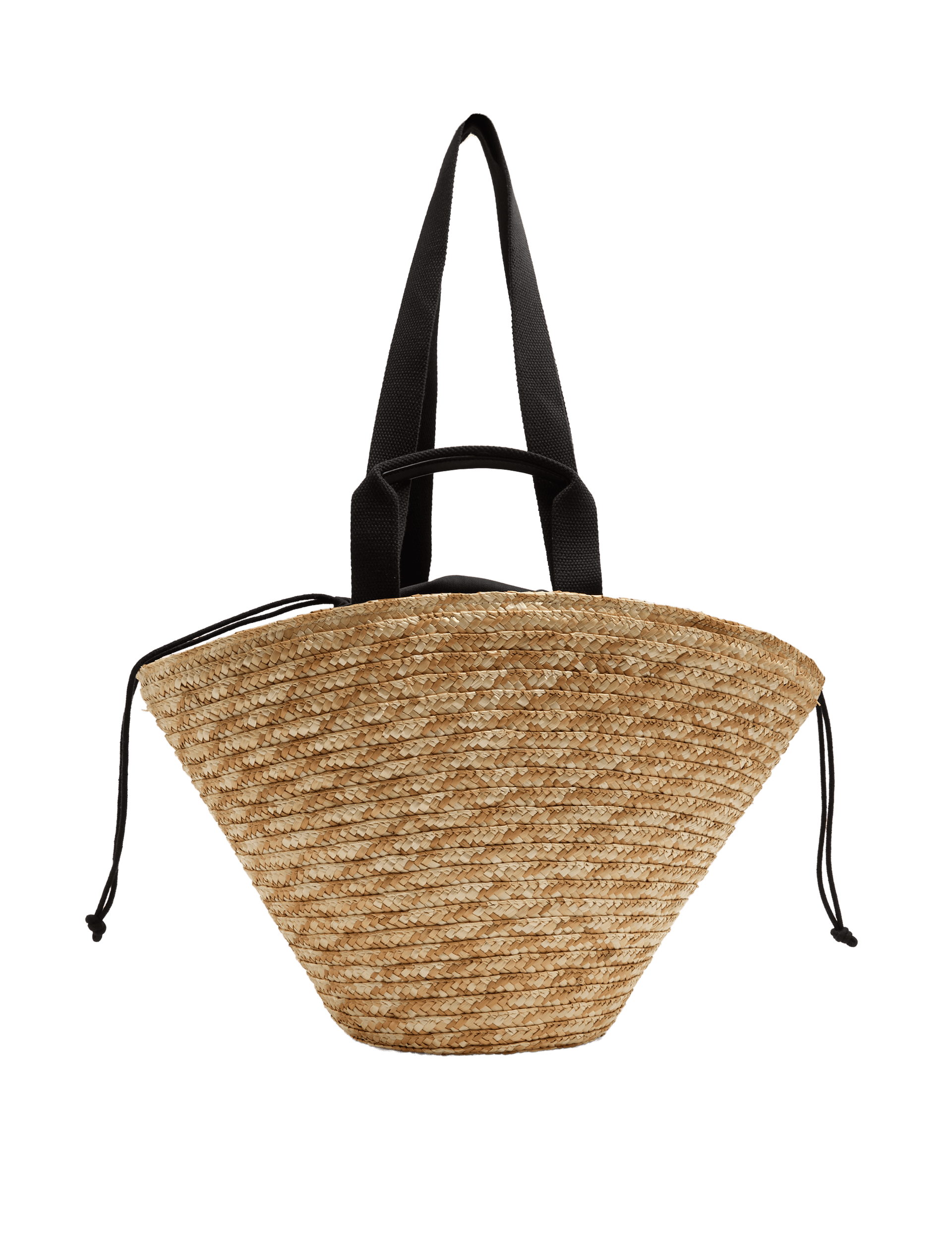 M&S straw bucket bag with drawstring closure, imported from the UK