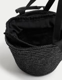 M&S straw drawstring bucket bag 21cm, imported from the UK