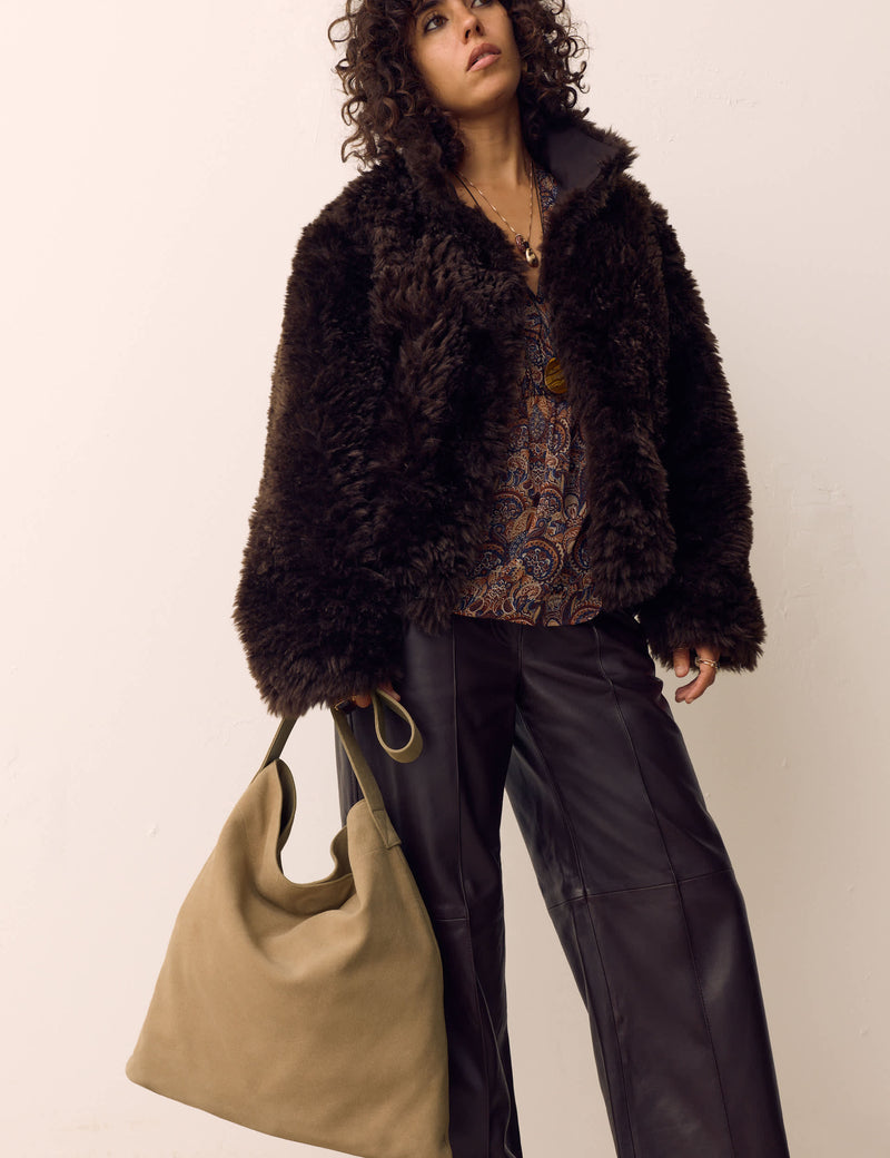 Per Una suede shoulder bag with top handle (British brand)