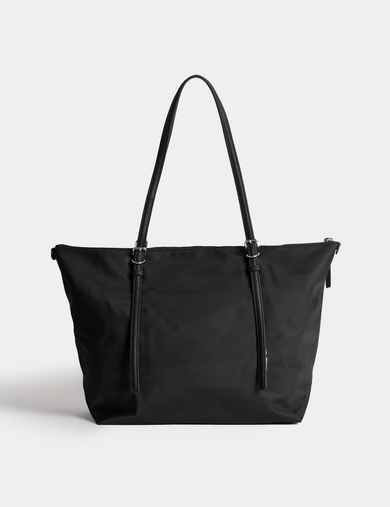 M&S top handle shoulder bag, wipe-clean fabric, roomy interior (British brand)