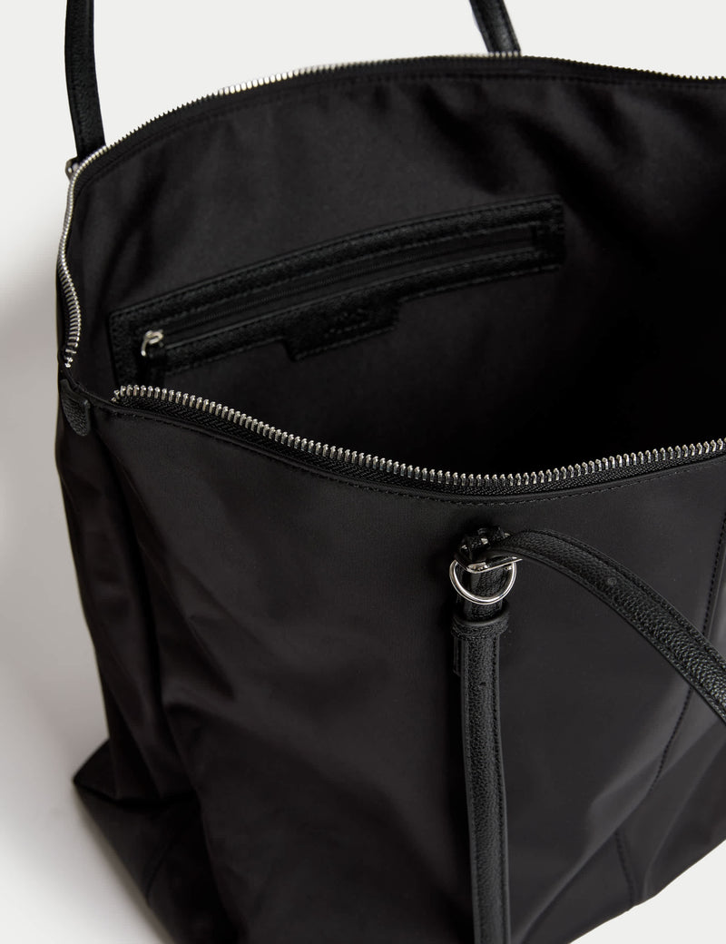 M&S top handle shoulder bag, wipe-clean fabric, roomy interior (British brand)
