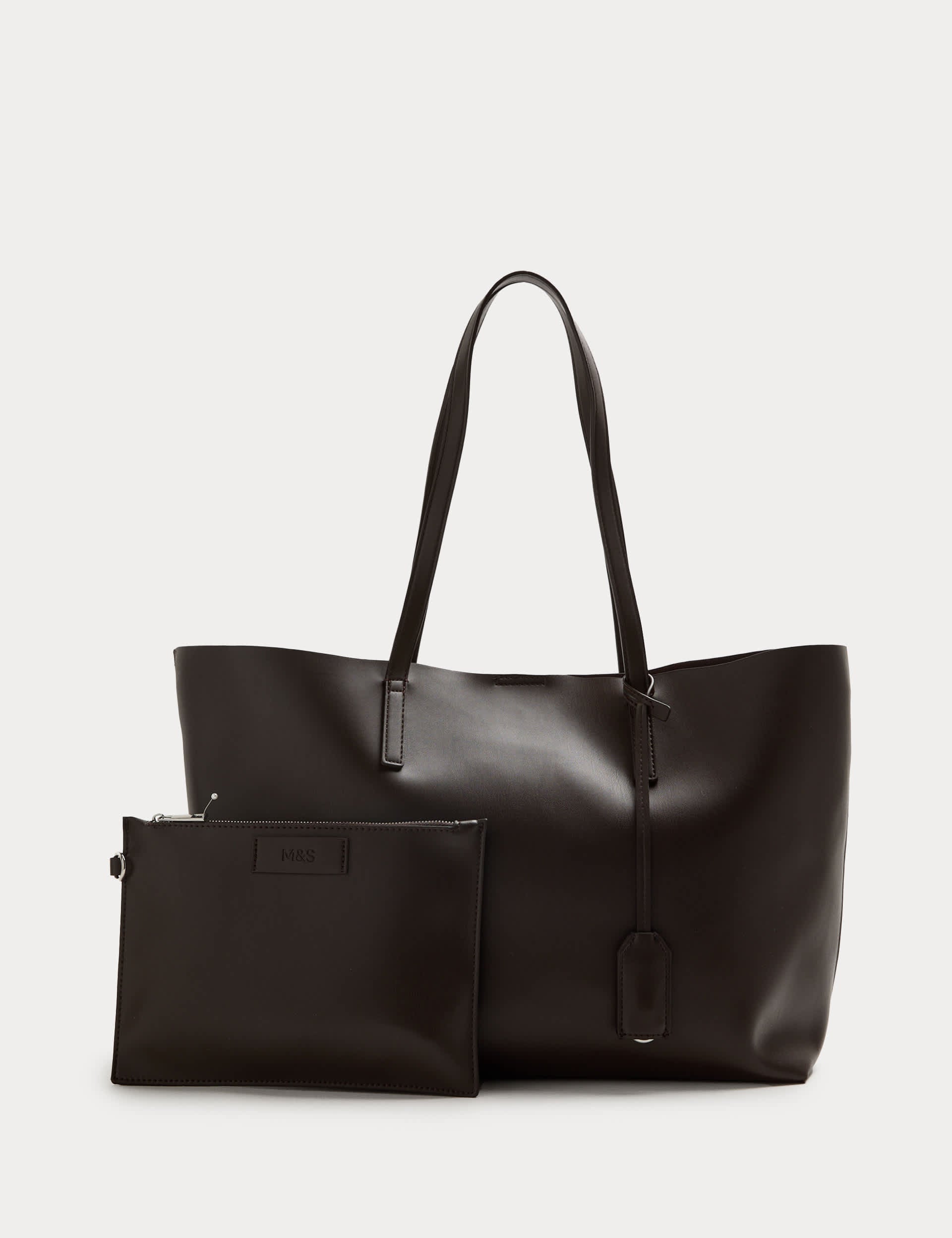 M&S faux leather shopper bag with handles and detachable purse, UK version