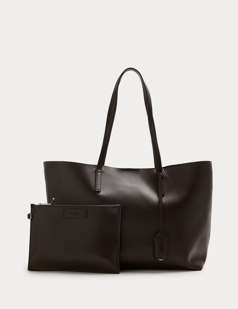 M&S faux leather shopper bag with handles and detachable purse, UK version