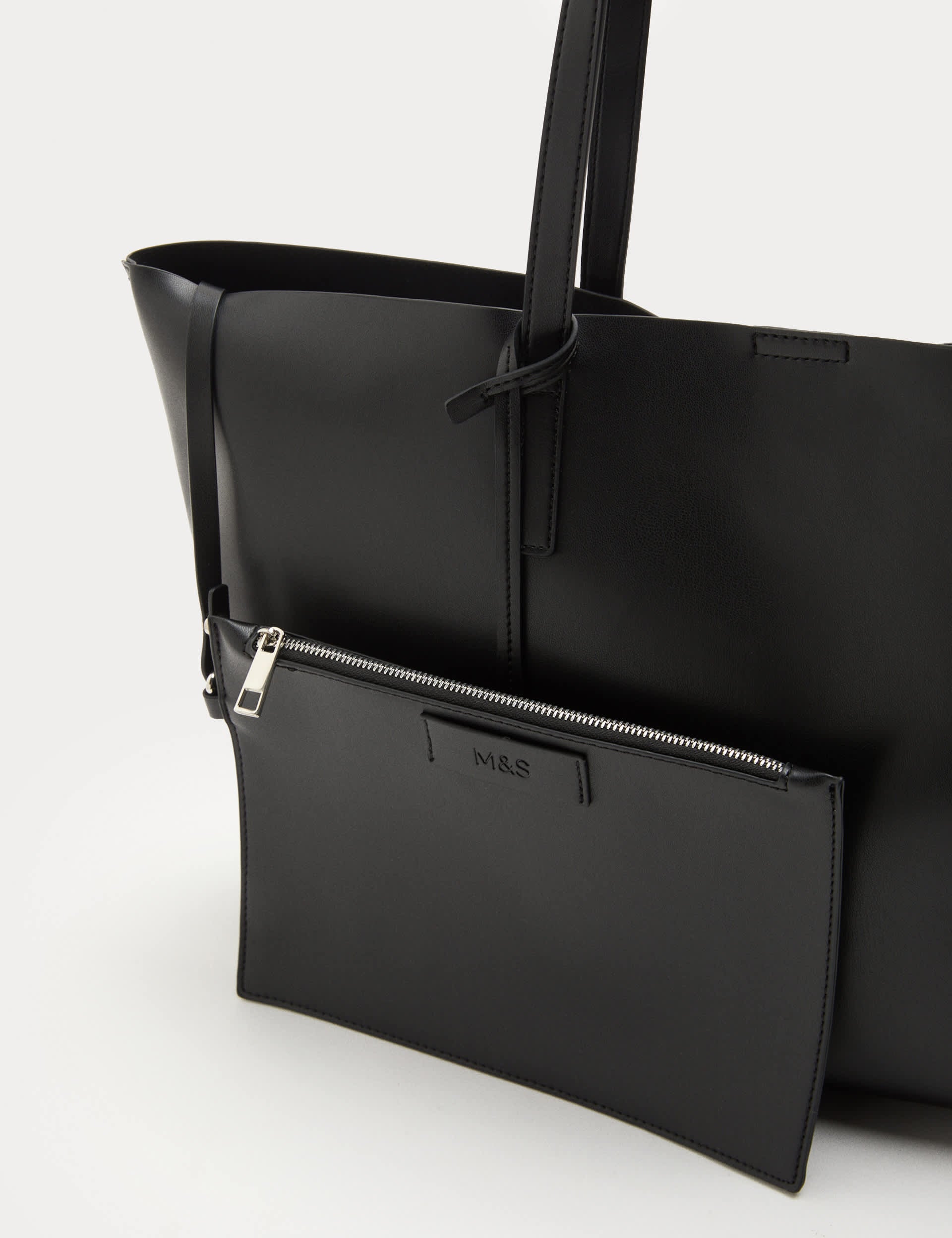 M&S faux leather shopper bag with handles and detachable purse, UK version