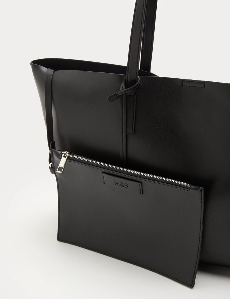 M&S faux leather shopper bag with handles and detachable purse, UK version