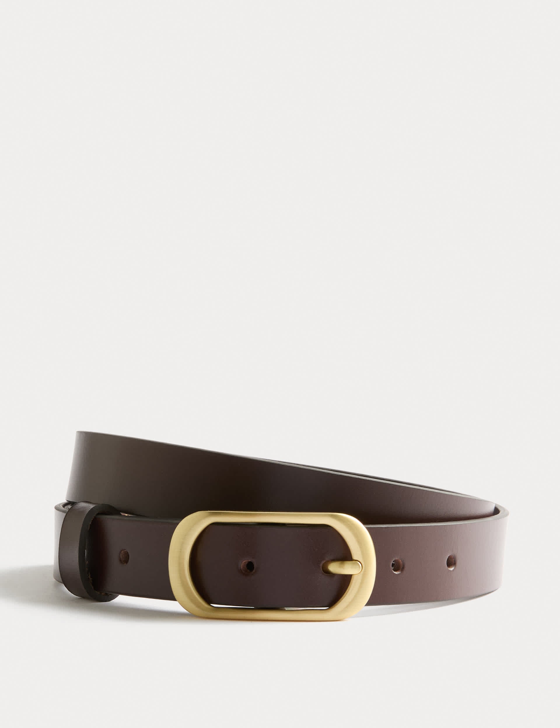 M&S leather belt with oval metal buckle, 2.8 cm width, imported from the UK