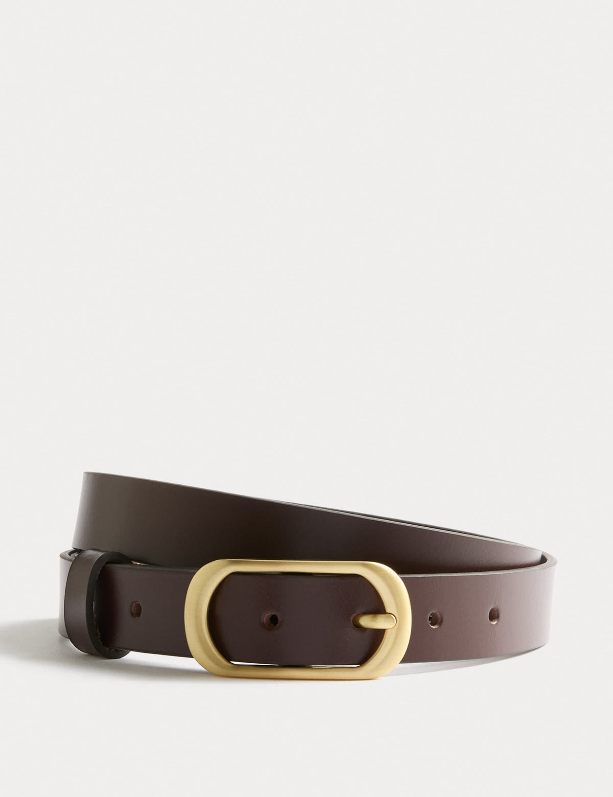M&S leather belt with oval metal buckle, 2.8 cm width, imported from the UK