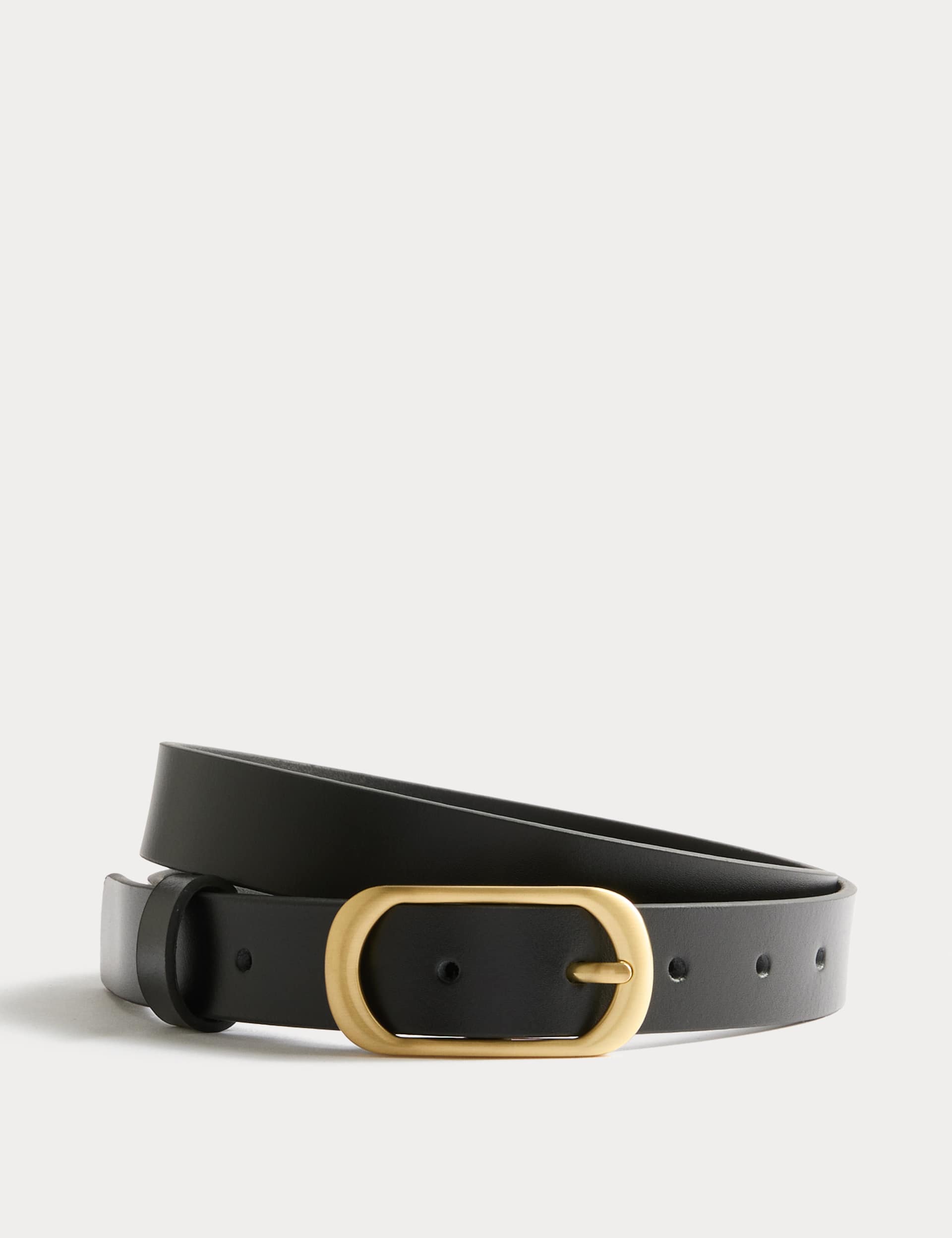 M&S leather belt with oval metal buckle, 2.8 cm width, imported from the UK