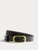 M&S leather belt with oval metal buckle, 2.8 cm width, imported from the UK