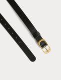 M&S leather belt with oval metal buckle, 2.8 cm width, imported from the UK