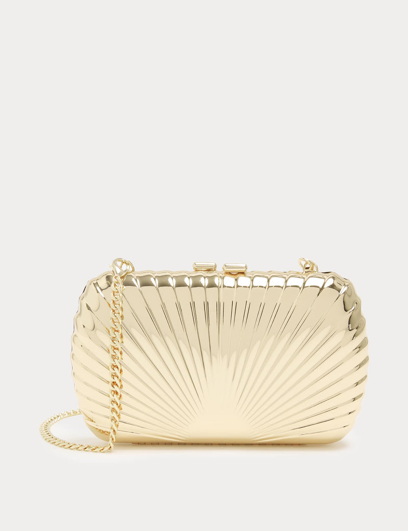M&S gold textured chain strap clutch bag, UK version