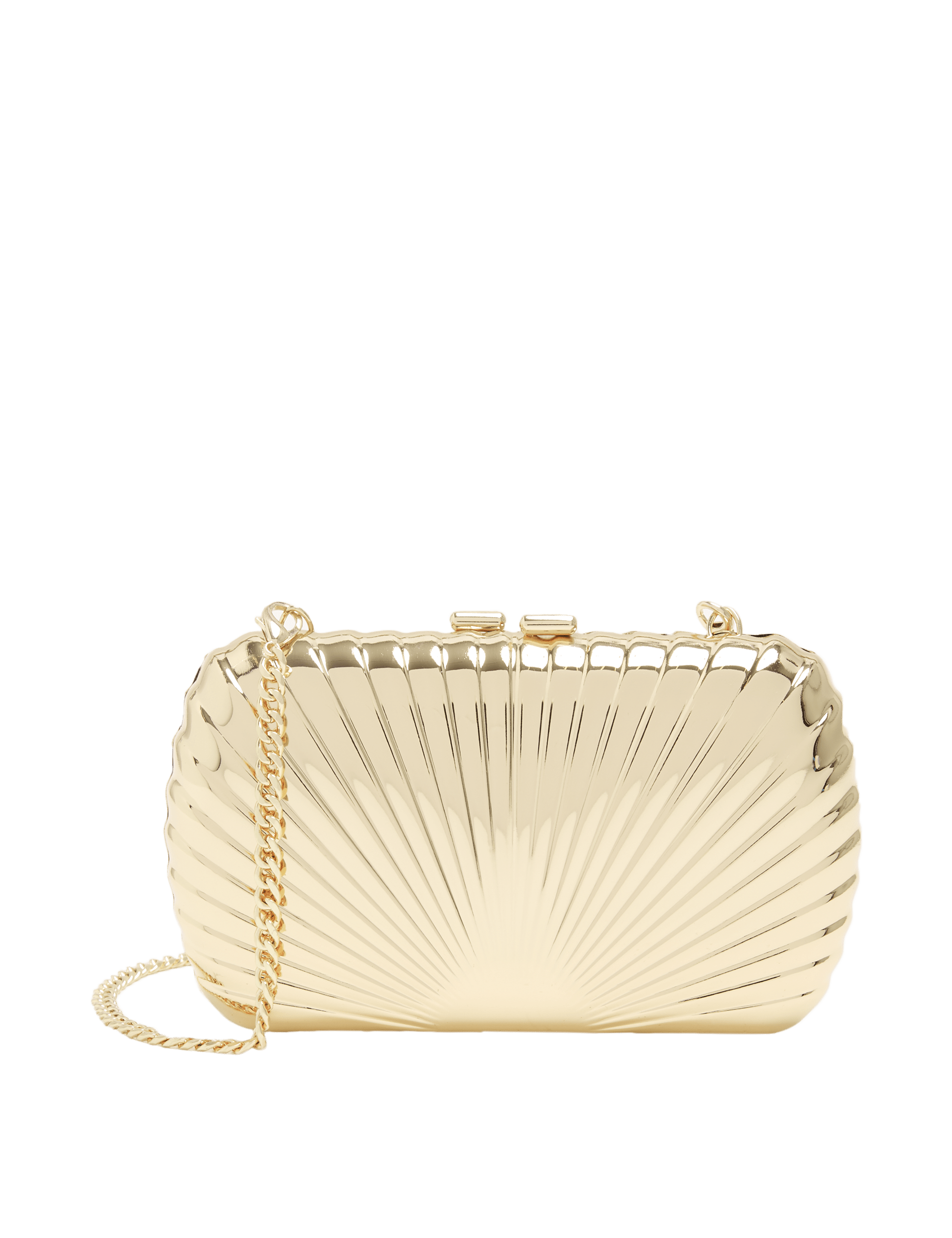 M&S gold textured chain strap clutch bag, UK version