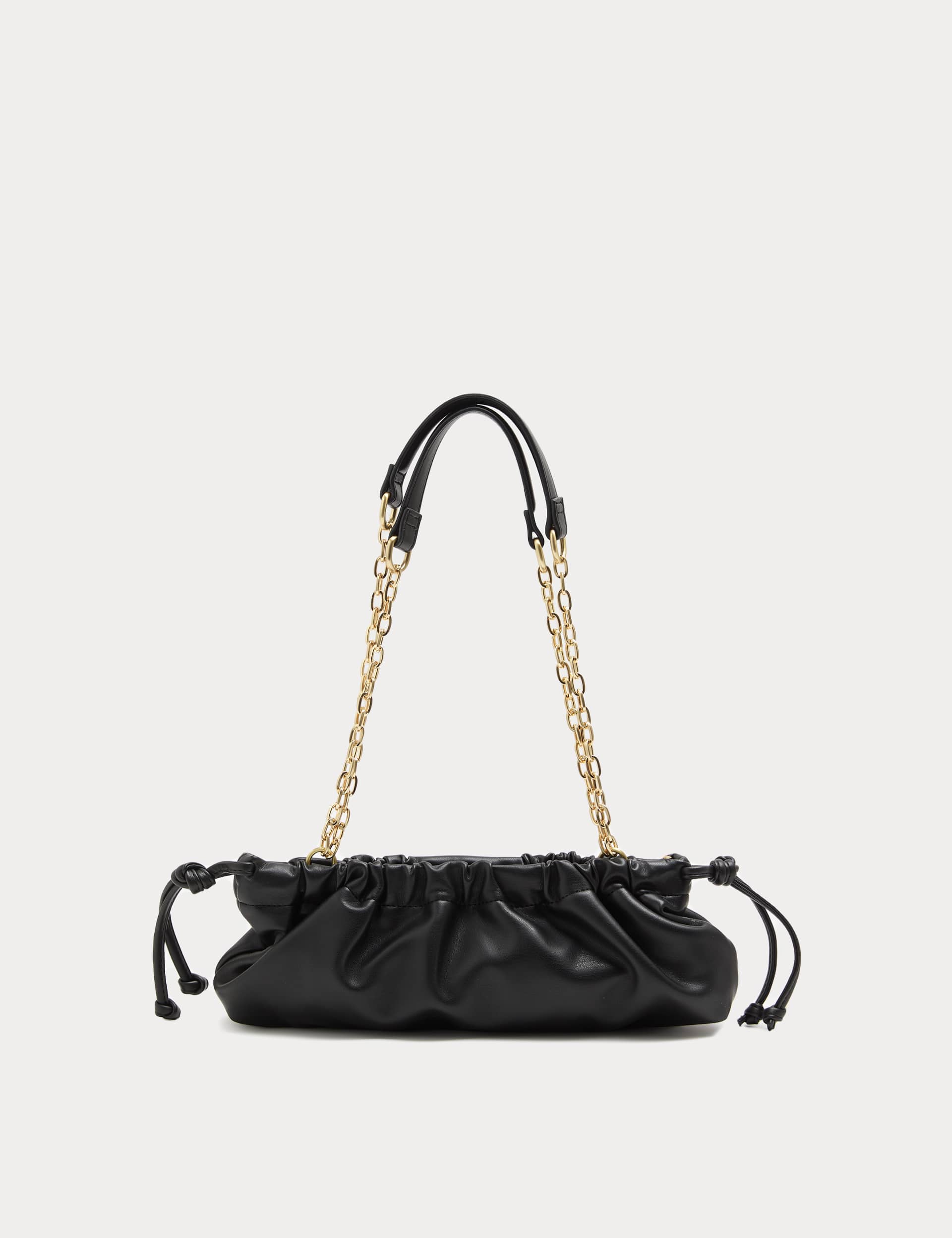M&S ruched shoulder bag with gold chain strap, UK version