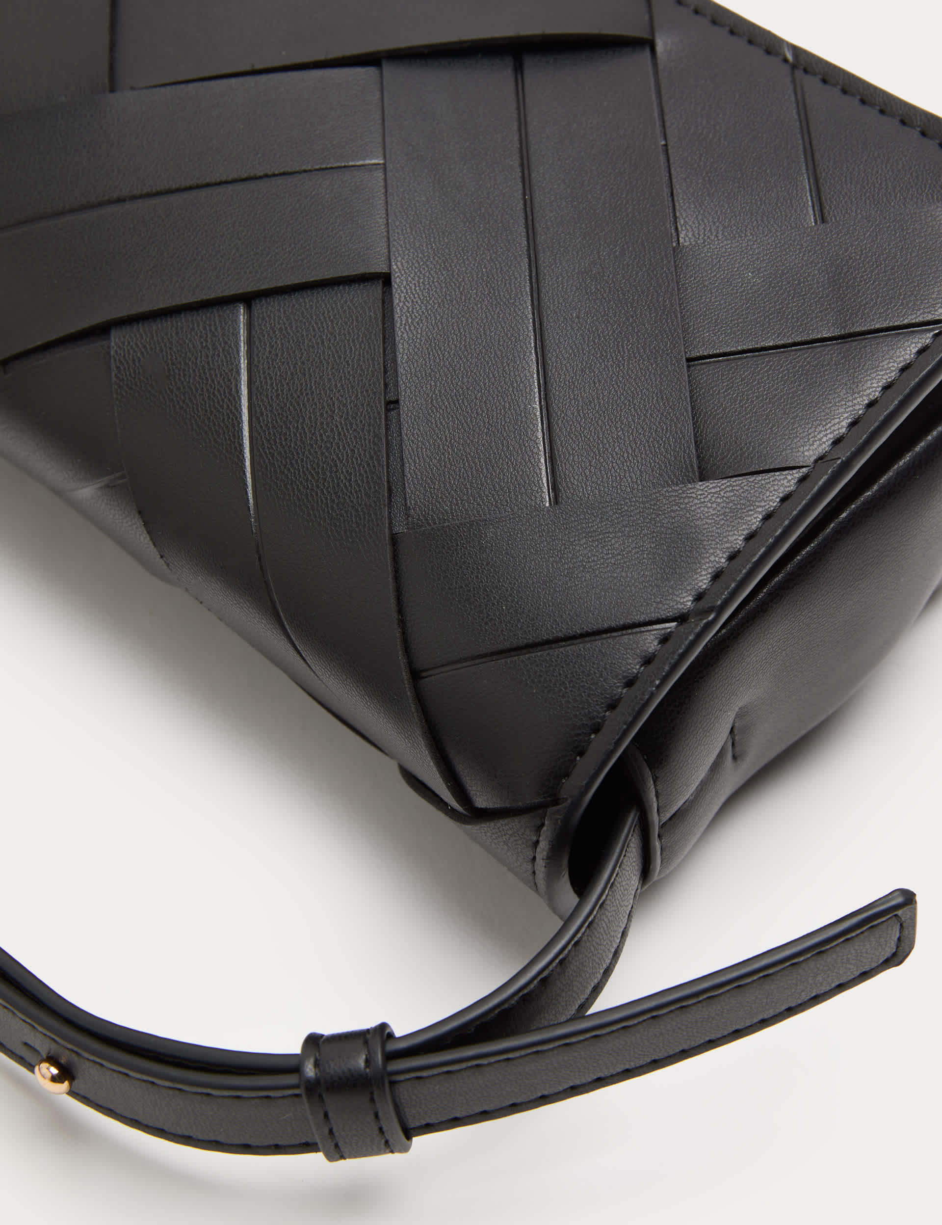 M&S Faux Leather Woven Mini Cross Body Bag