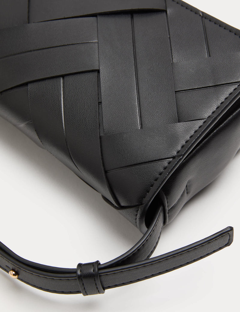 M&S Faux Leather Woven Mini Cross Body Bag