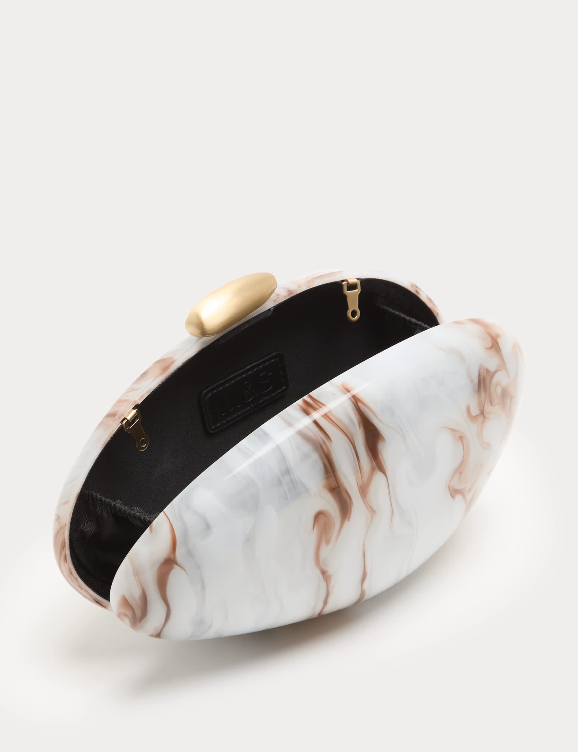 M&S marble pearl clutch bag with gold-tone hardware (British brand)