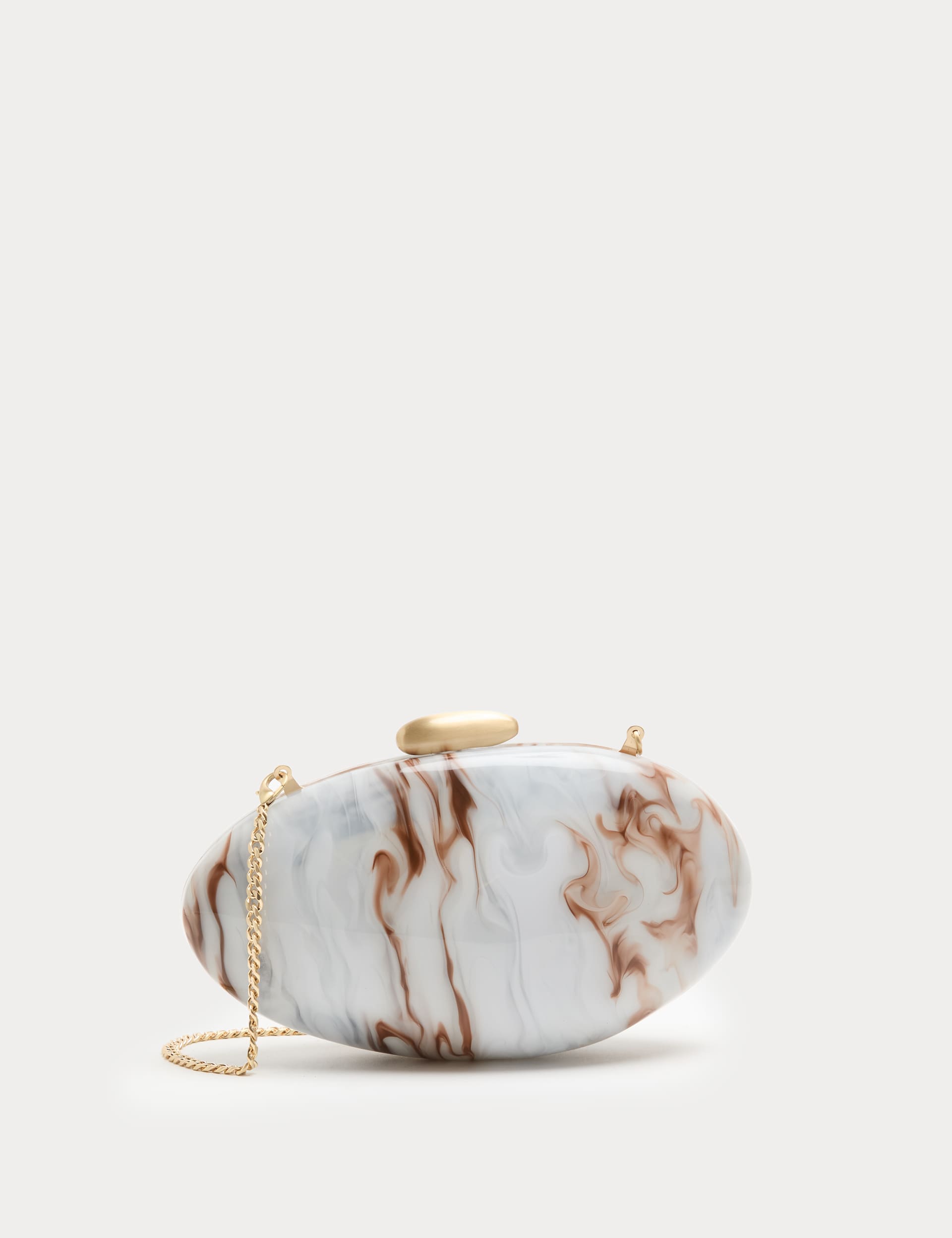 M&S marble pearl clutch bag with gold-tone hardware (British brand)