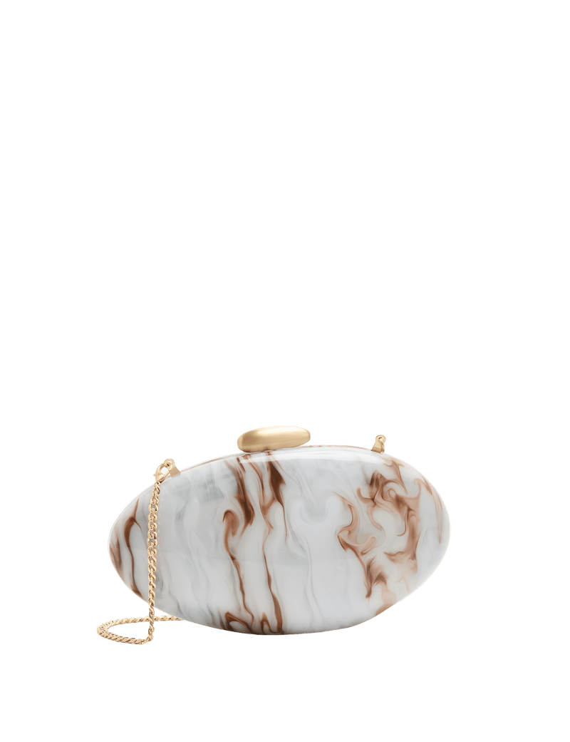 M&S marble pearl clutch bag with gold-tone hardware (British brand)