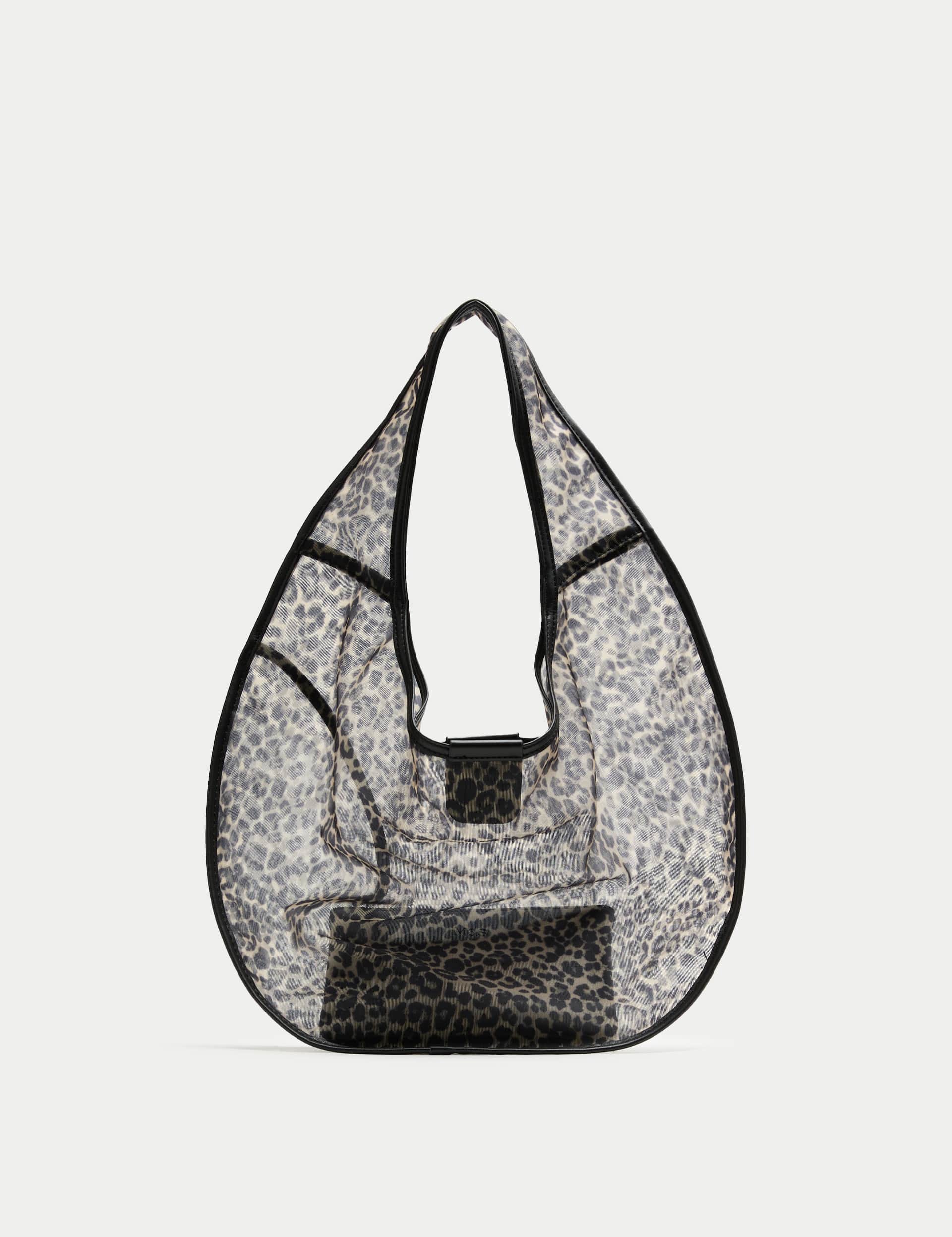 M&S leopard print mesh moon shoulder bag, UK version