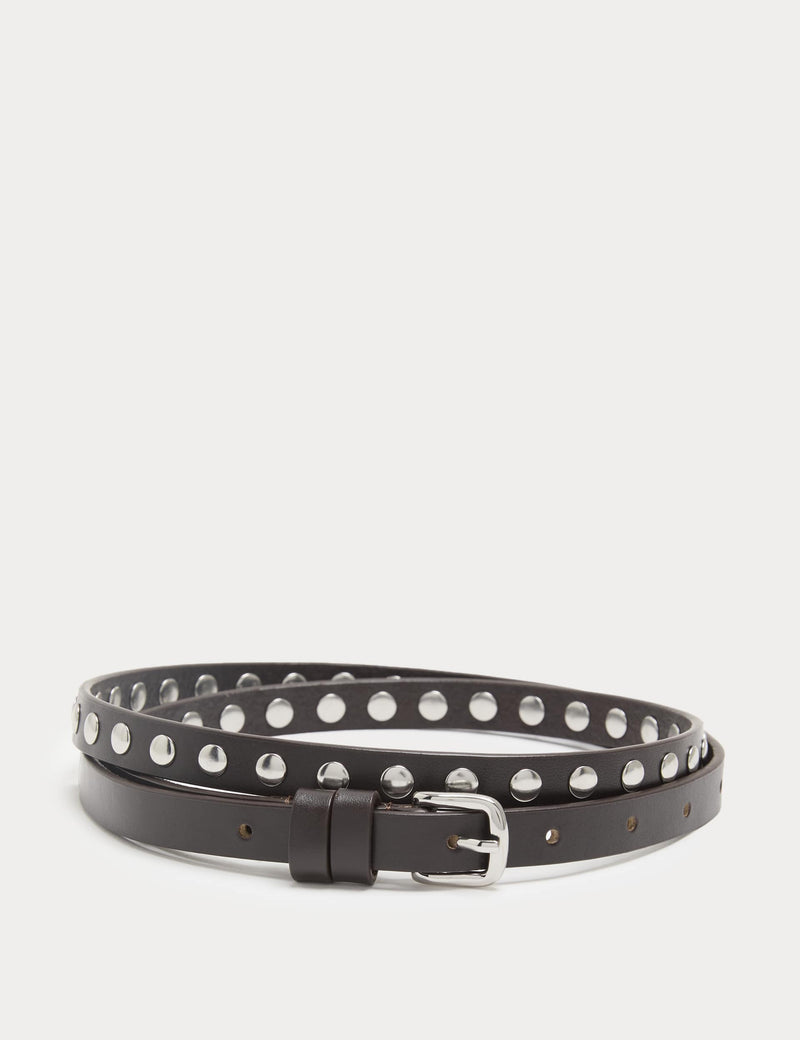 M&S leather studded skinny waist belt, UK version