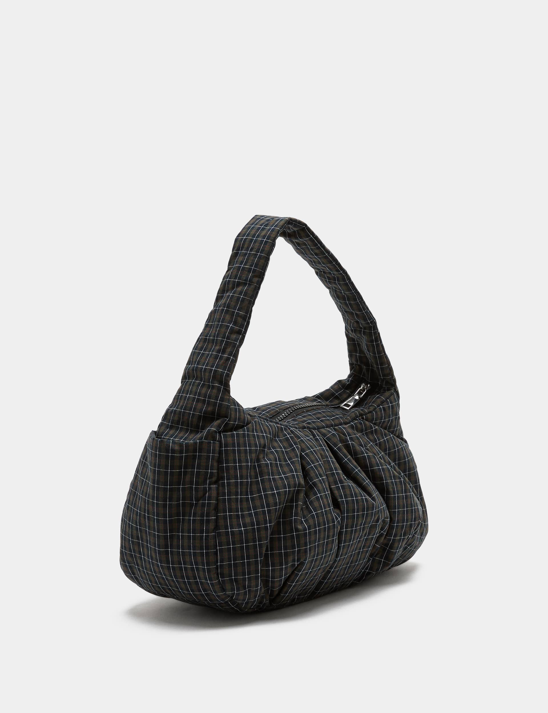 M&S pure cotton checked ruched shoulder bag, imported from the UK