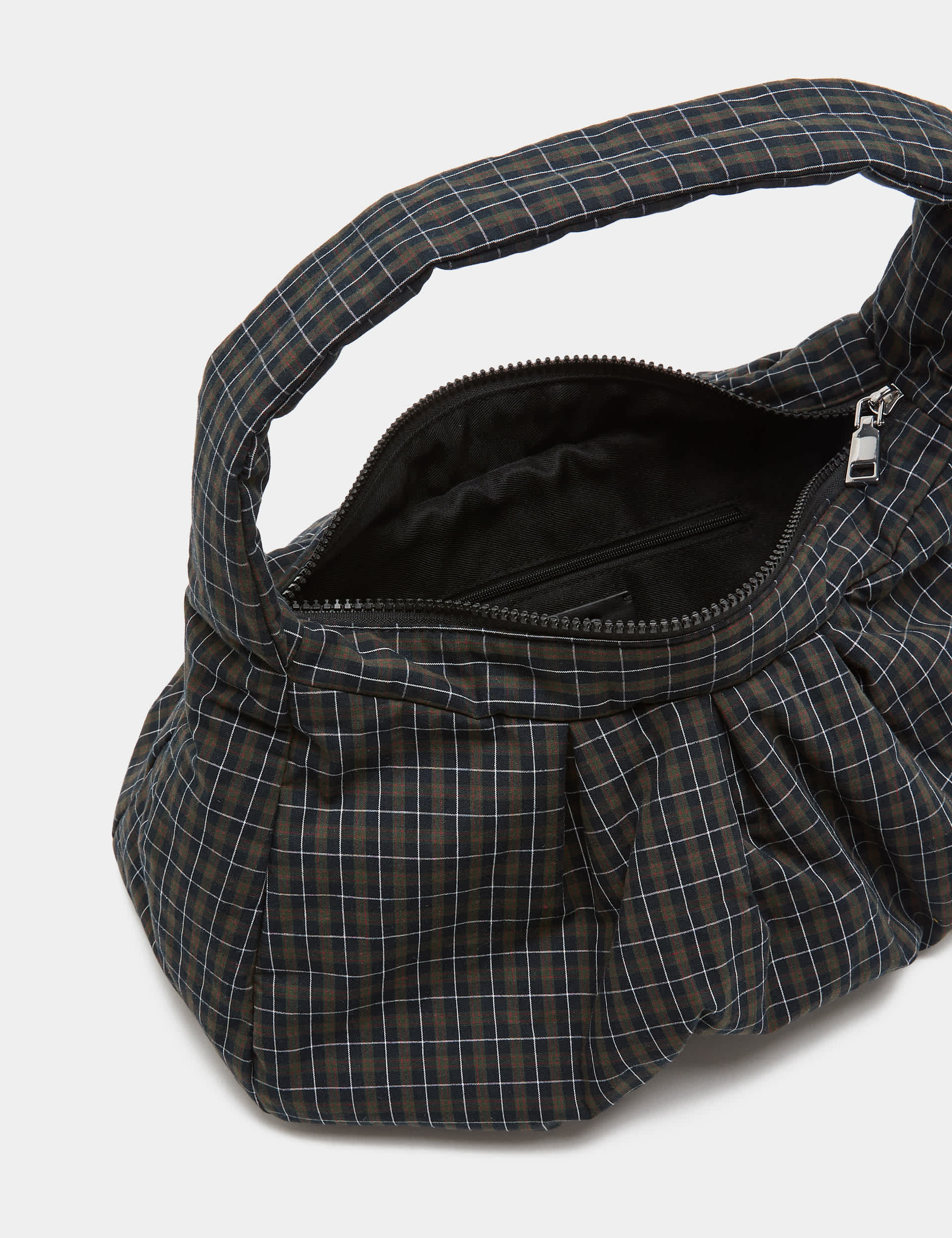 M&S pure cotton checked ruched shoulder bag, imported from the UK