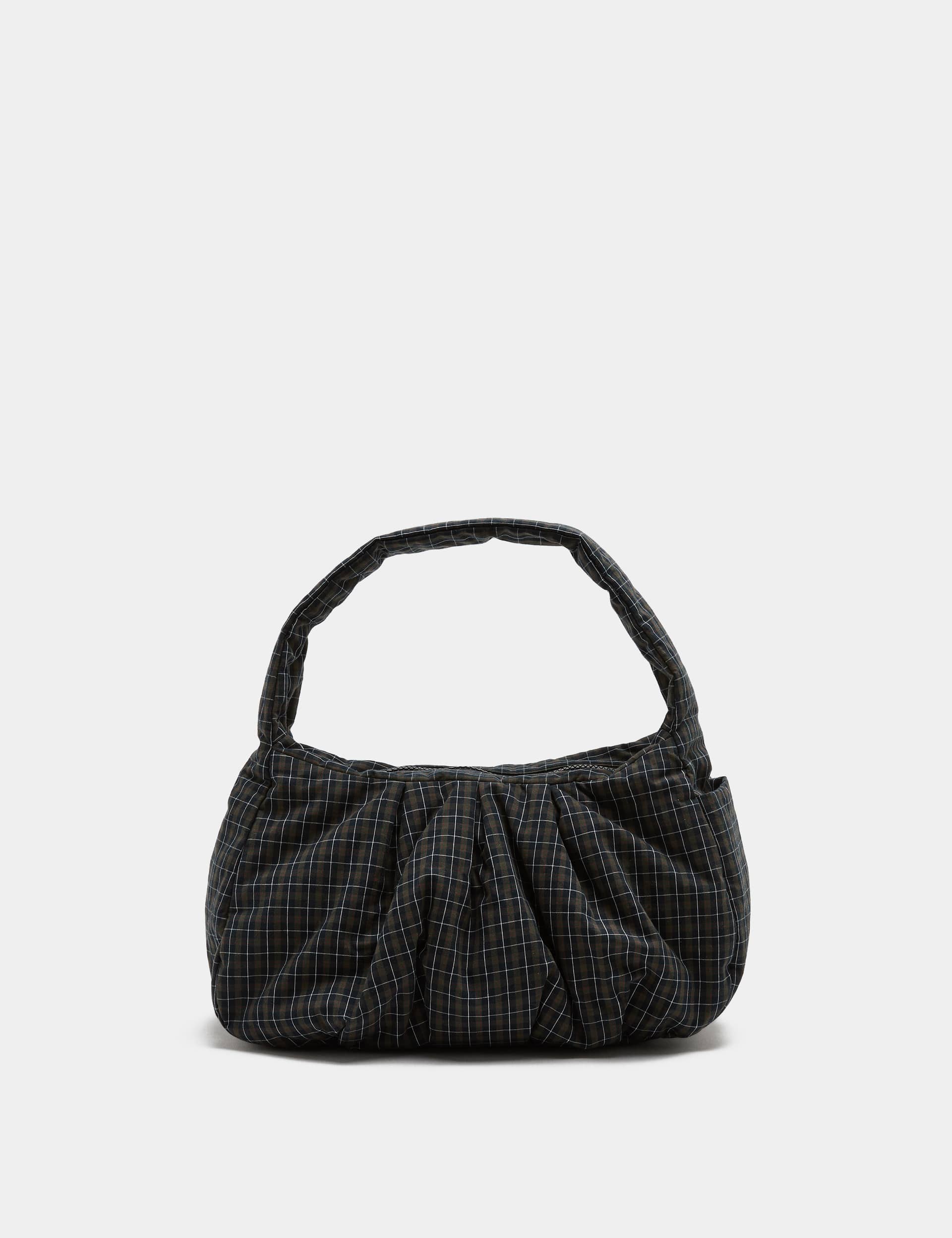 M&S pure cotton checked ruched shoulder bag, imported from the UK