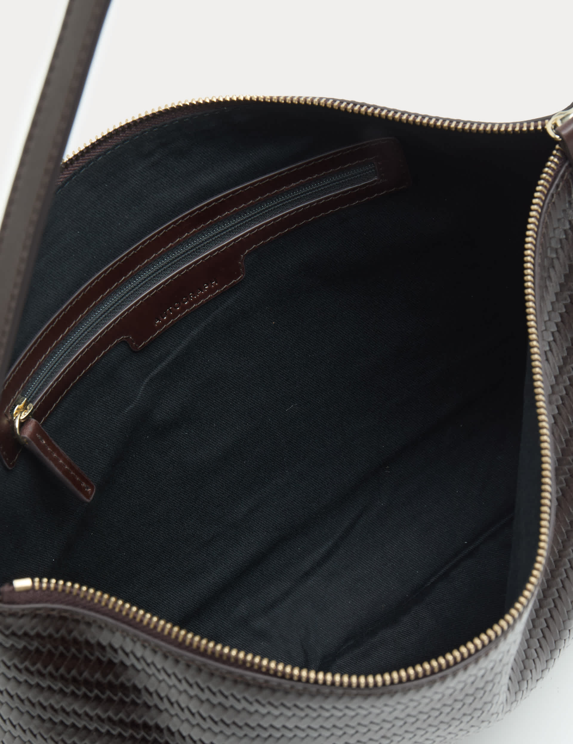 Autograph leather embossed zip shoulder bag imported from the UK