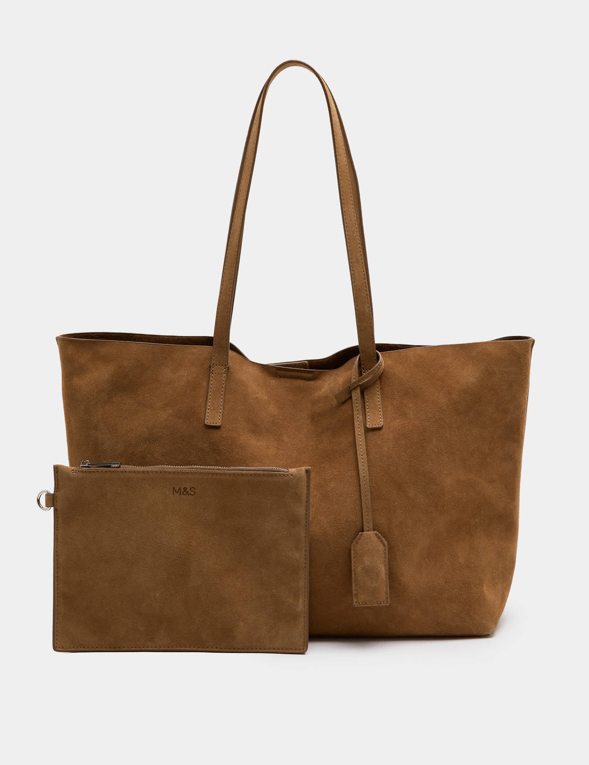 M&S suede tote bag with magnetic closure (British brand)