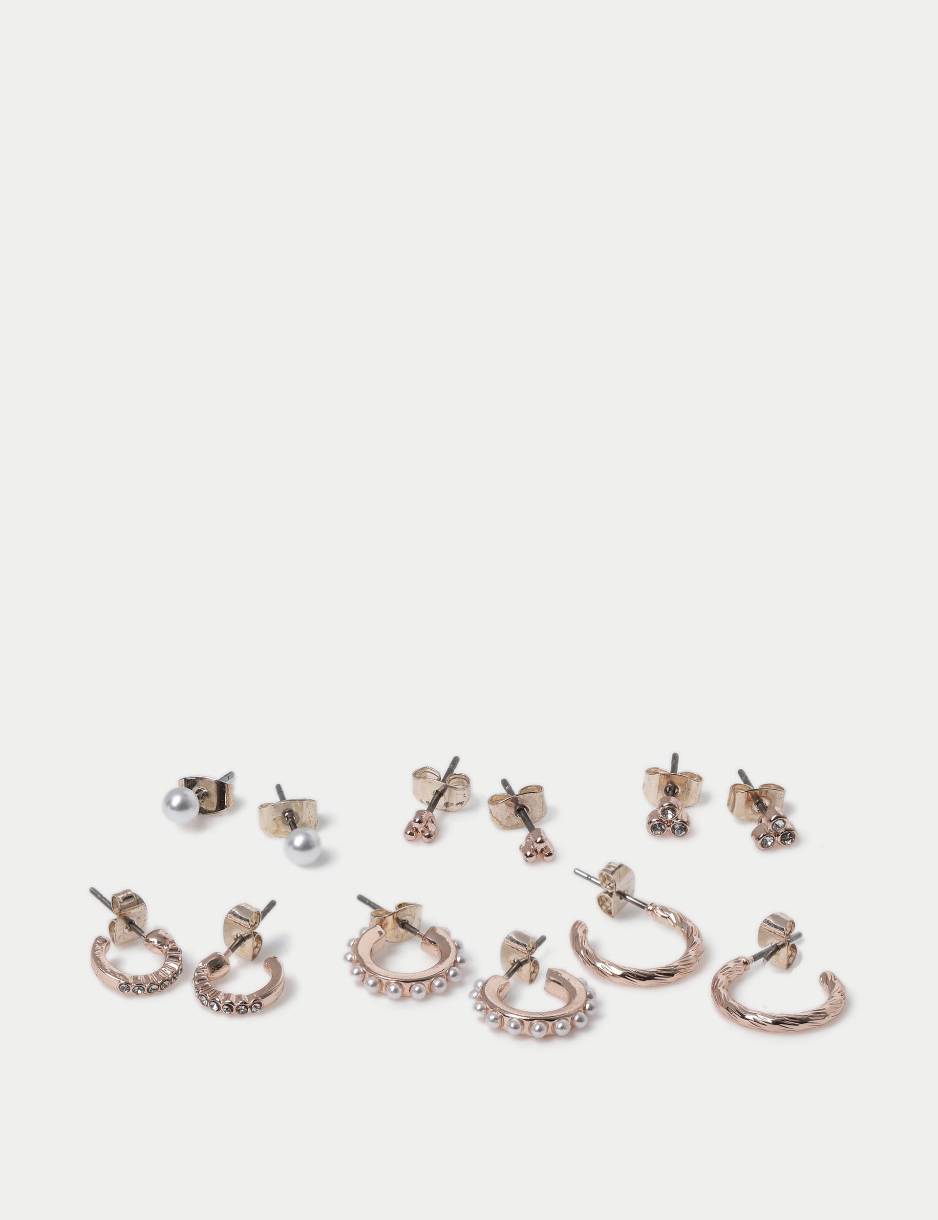 M&S gold tone hoop and pearl stud earring set 6 pack, UK version