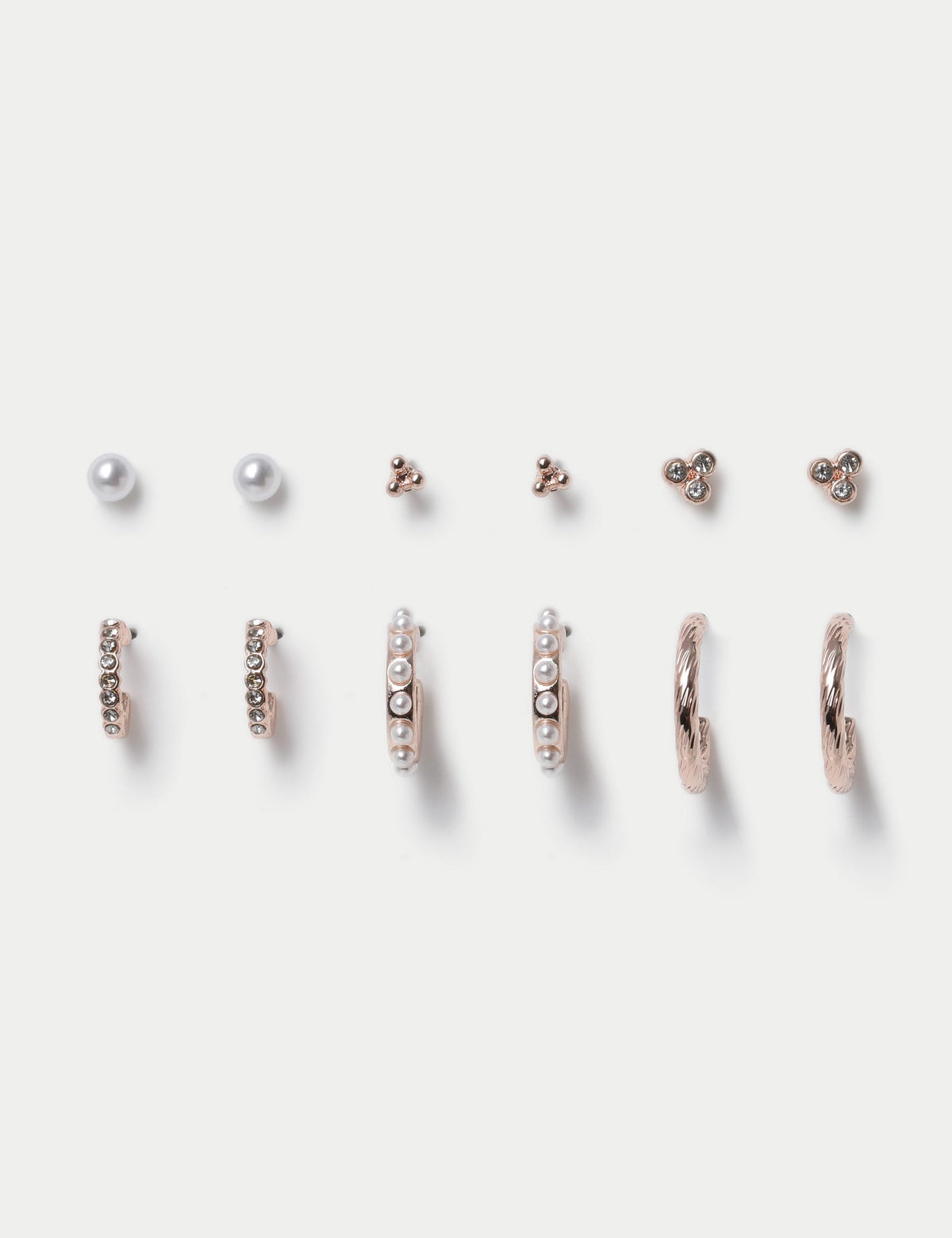M&S gold tone hoop and pearl stud earring set 6 pack, UK version