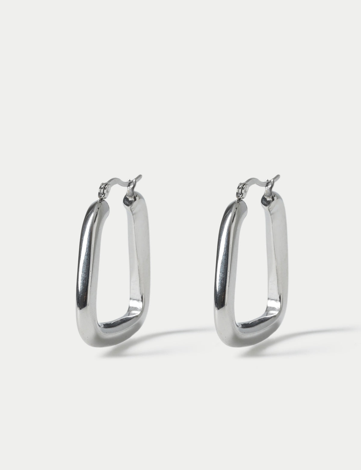 Autograph oversized silver square hoop earrings (British brand)