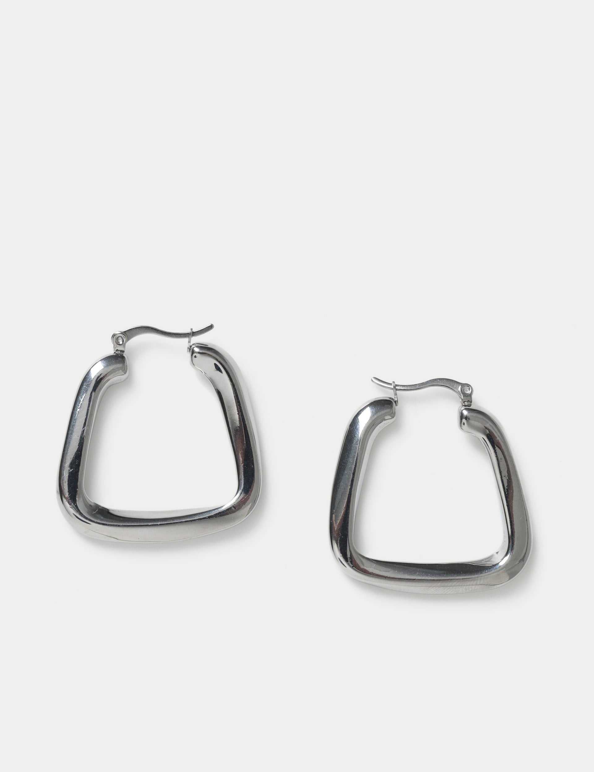 Autograph oversized silver square hoop earrings (British brand)
