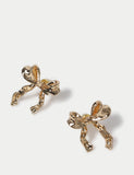 M&S Collection gold bow stud earrings (British brand)